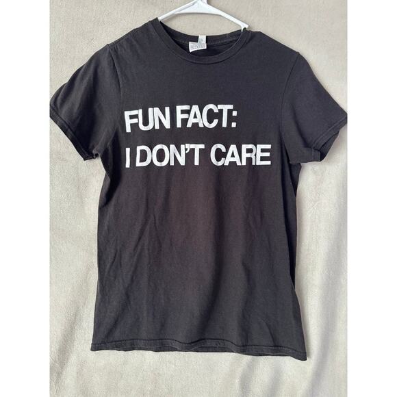 Y2K graphic Tee I Dont Care T-Shirt Funny Small Black - Picture 1 of 2